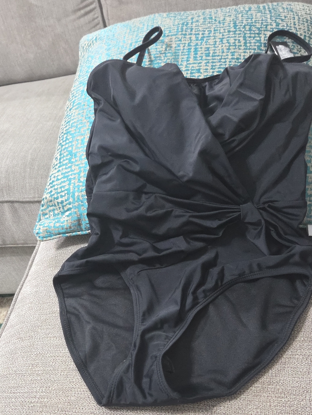 Catherine Malandrino Black One-Piece Swimsuit with Front Knot